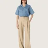 Pantalon en gabardine de laine pour femme, couleur sable