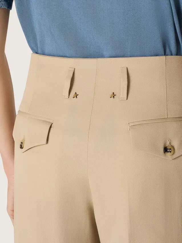 Pantalon en gabardine de laine pour femme, couleur sable