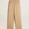 Pantalon en gabardine de laine pour femme, couleur sable