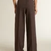 Pantalon en laine vierge marron pour femme