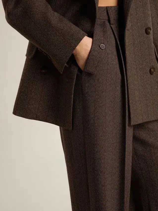 Pantalon en laine vierge marron pour femme