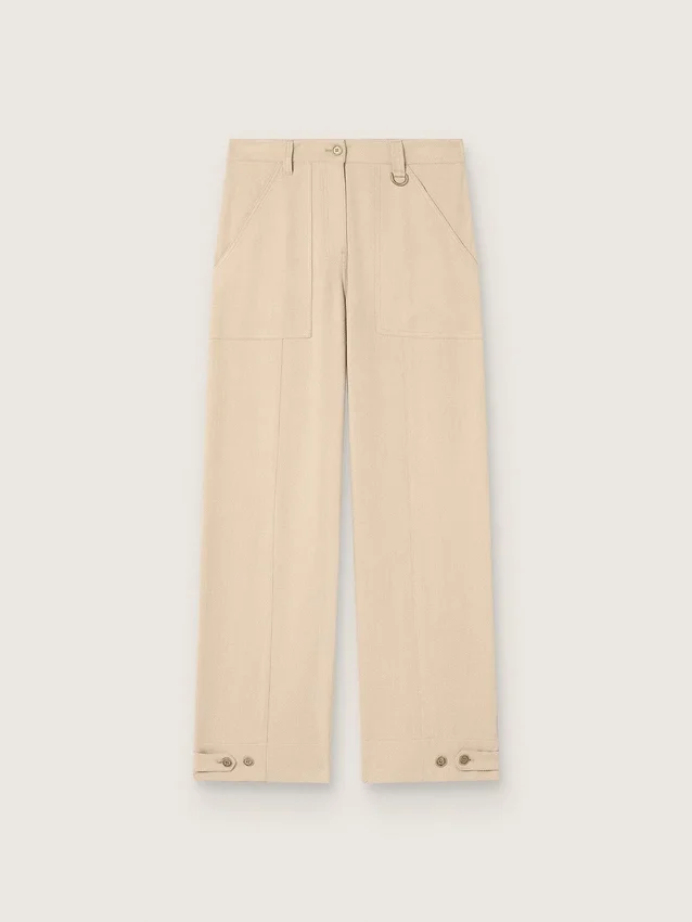 Pantalon en viscose beige pour femme