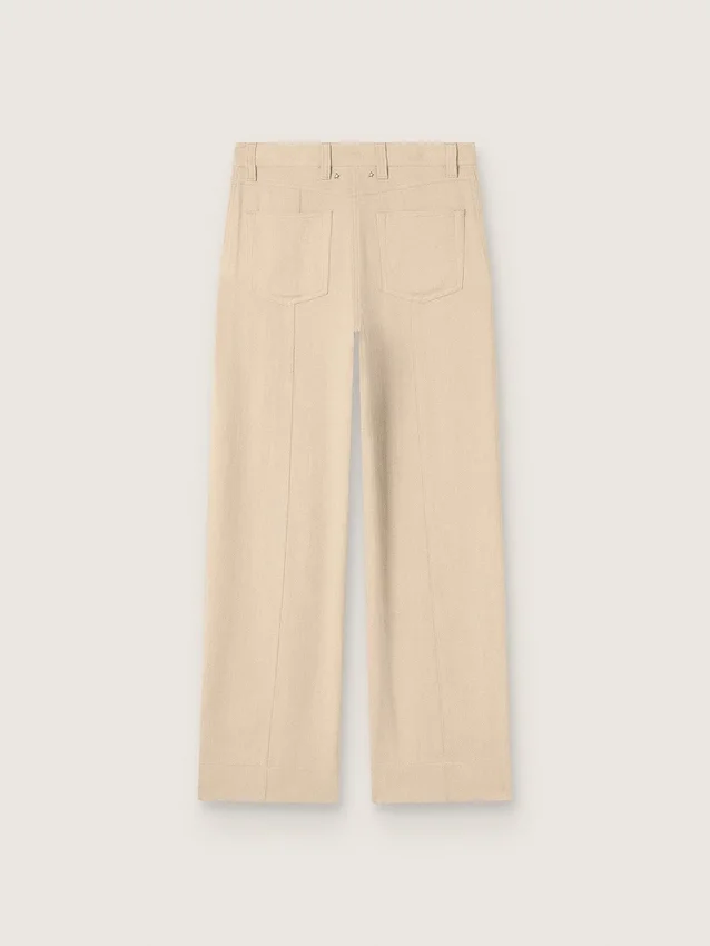 Pantalon en viscose beige pour femme