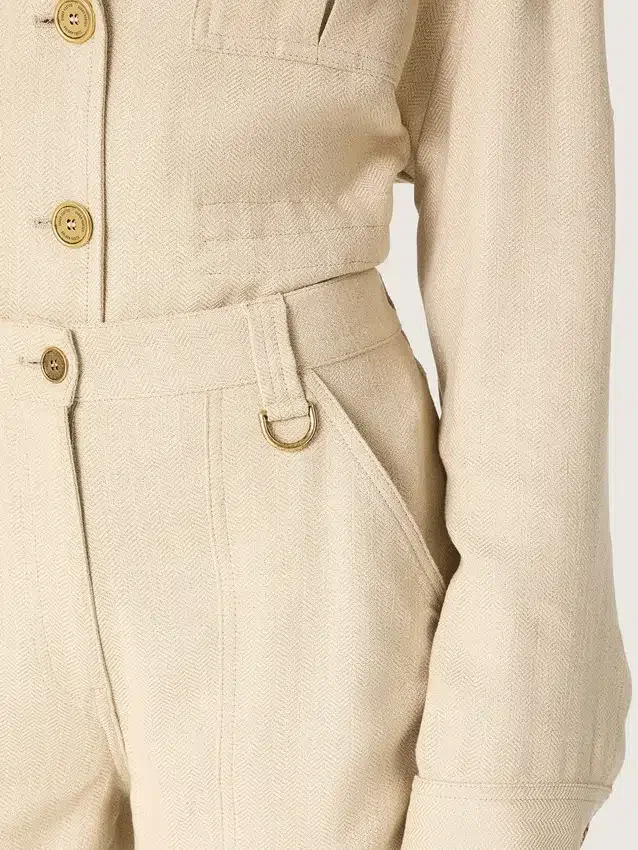 Pantalon en viscose beige pour femme