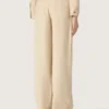 Pantalon en viscose beige pour femme