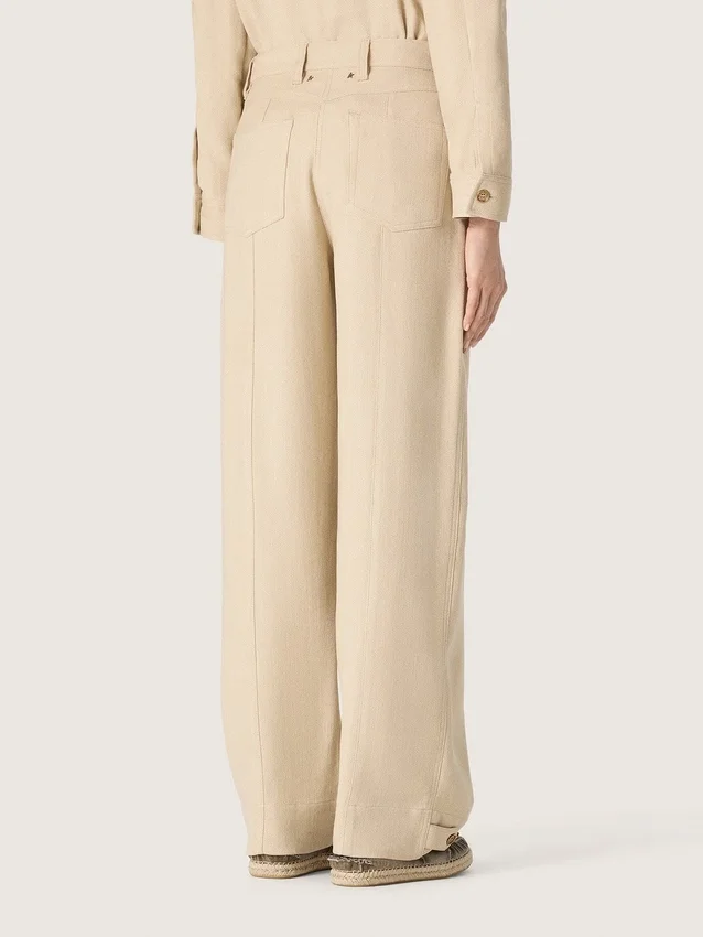 Pantalon en viscose beige pour femme