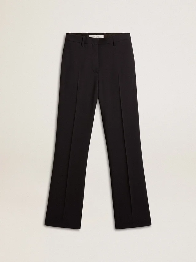 Pantalon femme bleu foncé doux en mélange de laine