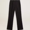 Pantalon femme bleu foncé doux en mélange de laine