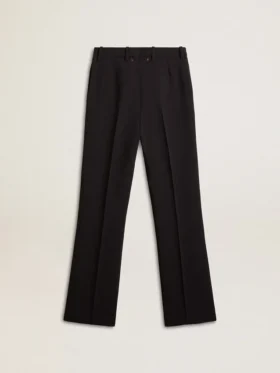 Pantalon femme bleu foncé doux en mélange de laine