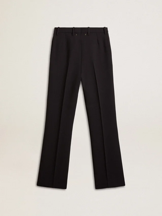 Pantalon femme bleu foncé doux en mélange de laine