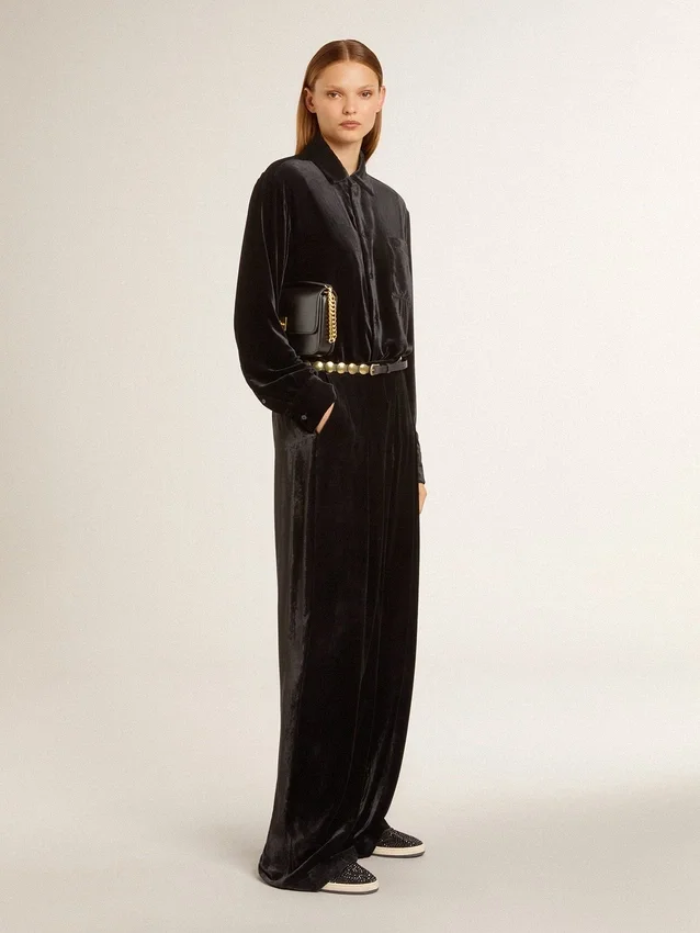 Pantalon noir effet velours