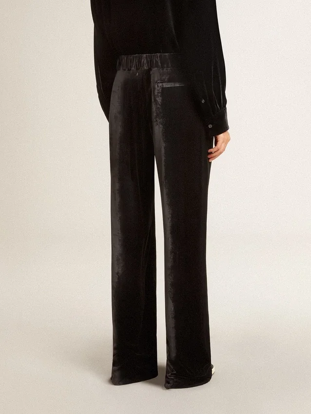 Pantalon noir effet velours