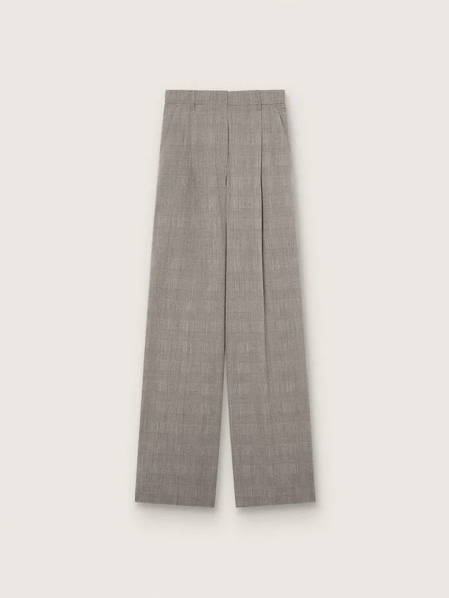 Pantalon oversize pour femme à carreaux Prince de Galles gris