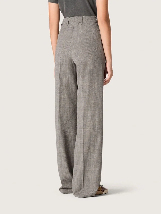Pantalon oversize pour femme à carreaux Prince de Galles gris