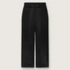 Pantalon pour femme en denim de coton noir avec un effet usé