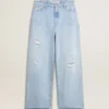 Pantalon pour femme en denim effet usé
