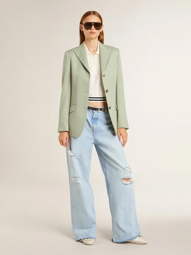 Pantalon pour femme en denim effet usé