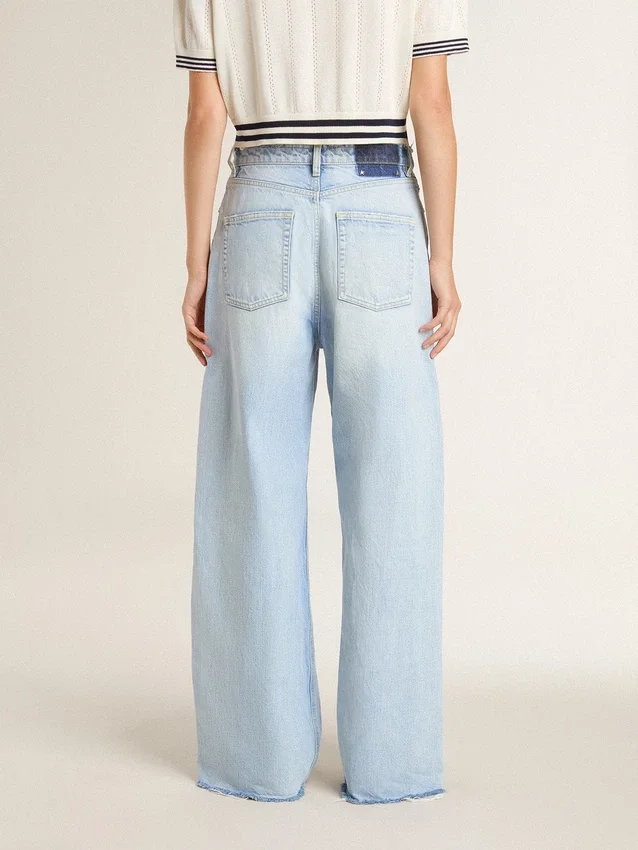 Pantalon pour femme en denim effet usé