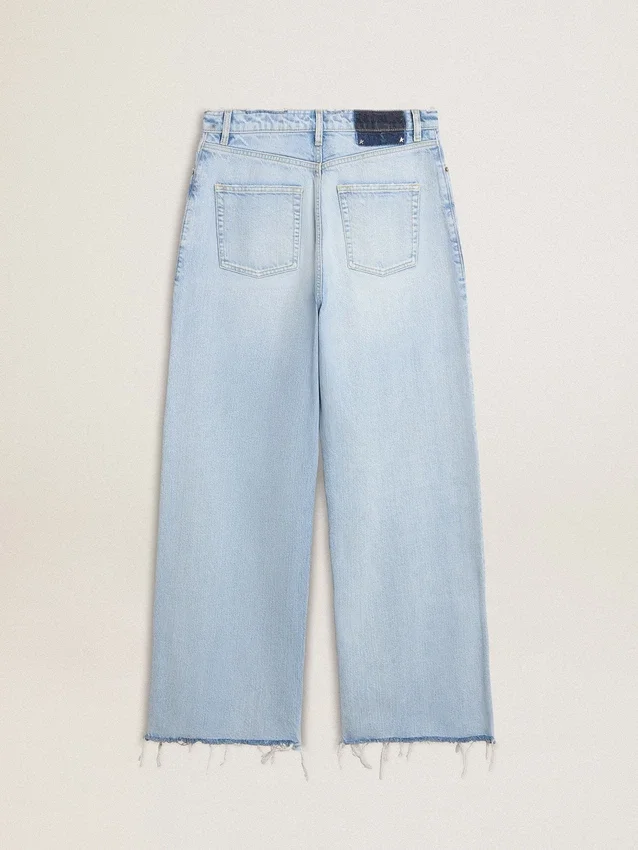 Pantalon pour femme en denim effet usé