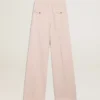 Pantalon pour femme en laine rose de coupe ajustée