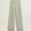 Pantalon pour femme en laine vert sauge