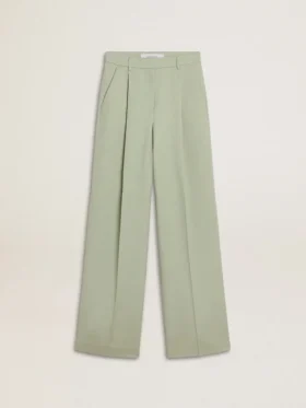 Pantalon pour femme en laine vert sauge