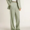 Pantalon pour femme en laine vert sauge