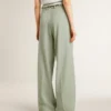 Pantalon pour femme en laine vert sauge
