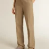 Pantalon pour femme en mélange de lin à chevrons couleur sable