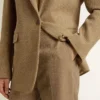 Pantalon pour femme en mélange de lin à chevrons couleur sable