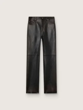 Pantalon pour femme en nappa bordeaux foncé à la finition vintage