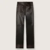 Pantalon pour femme en nappa bordeaux foncé à la finition vintage