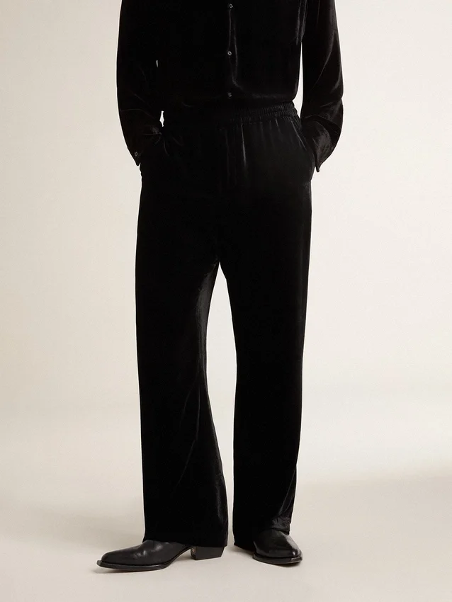 Pantalon pour homme effet velours noir