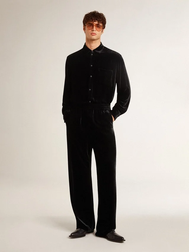 Pantalon pour homme effet velours noir