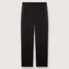 Pantalon pour homme en laine fine noire avec bande latérale en satin