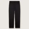 Pantalon pour homme en laine fine noire avec bande latérale en satin