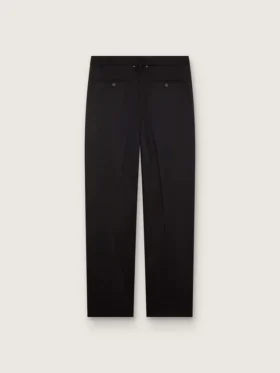 Pantalon pour homme en laine fine noire avec bande latérale en satin