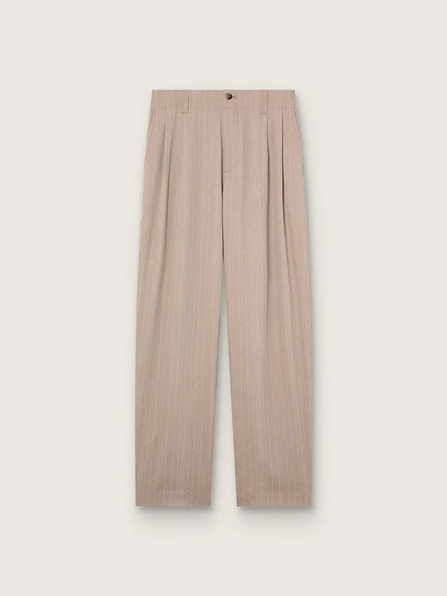 Pantalon pour homme en mélange de laine grise à motif à fines rayures