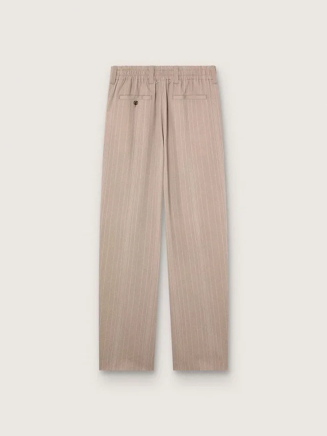Pantalon pour homme en mélange de laine grise à motif à fines rayures
