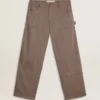 Pantalon pour homme en mélange de laine à micro-chevrons marron clair