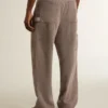 Pantalon pour homme en mélange de laine à micro-chevrons marron clair