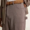Pantalon pour homme en mélange de laine à micro-chevrons marron clair