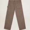 Pantalon pour homme en mélange de laine à micro-chevrons marron clair