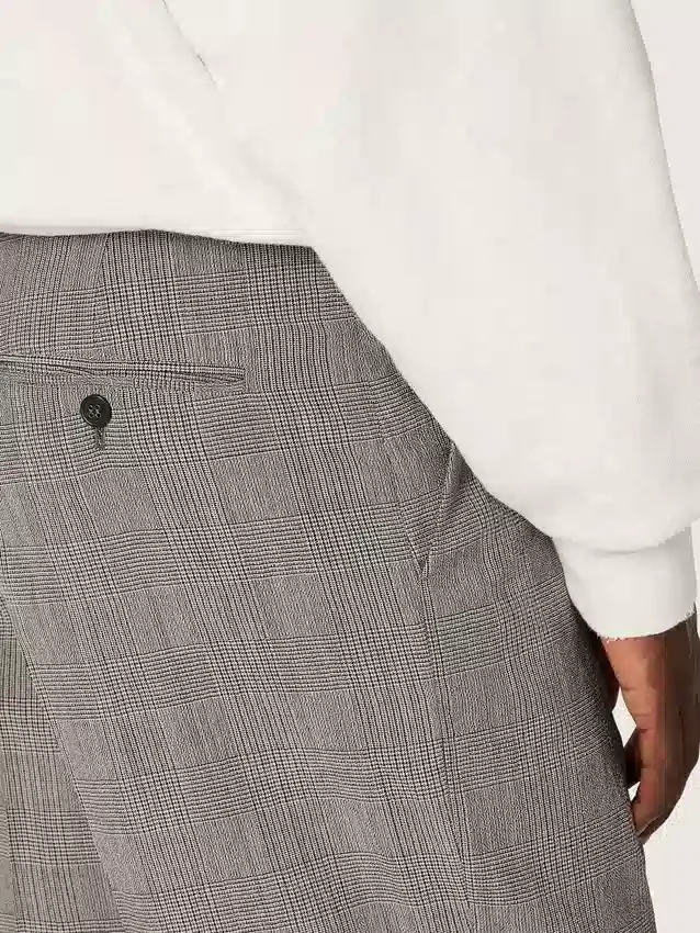 Pantalon slim pour homme à carreaux Prince de Galles gris
