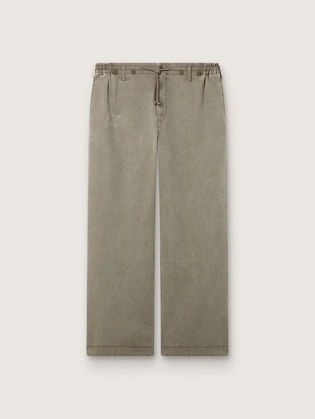 Pantalon unisexe en denim gris avec cordon de serrage et étoile