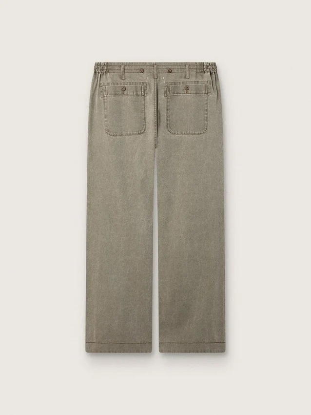 Pantalon unisexe en denim gris avec cordon de serrage et étoile