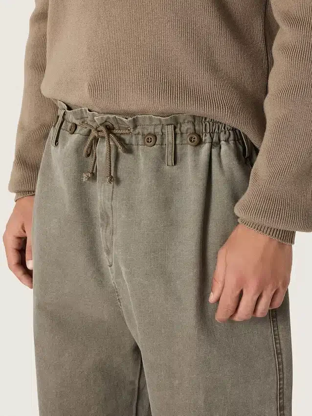 Pantalon unisexe en denim gris avec cordon de serrage et étoile
