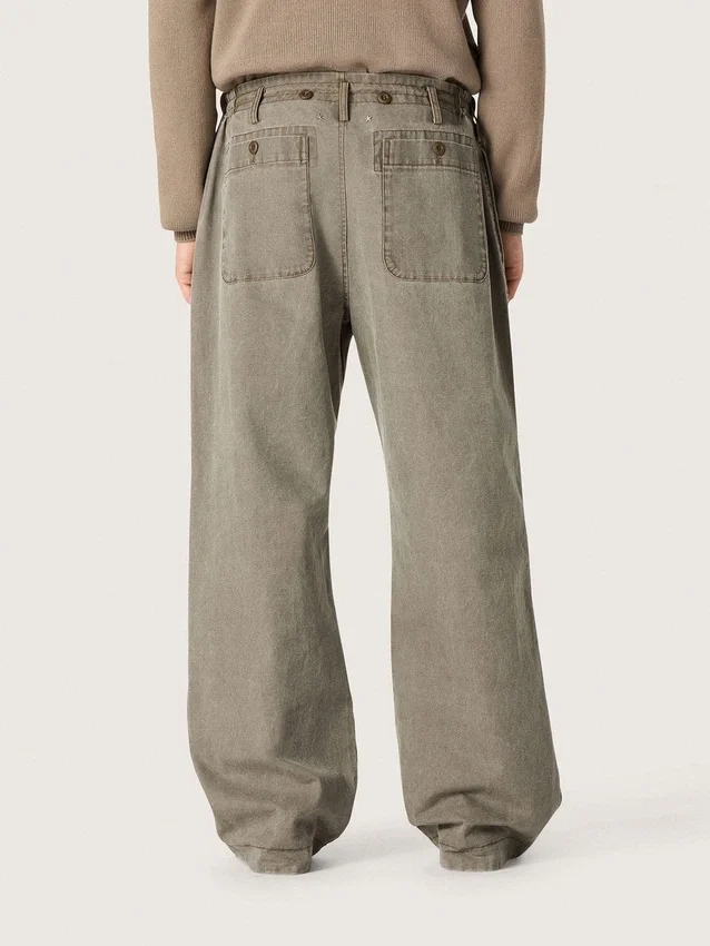 Pantalon unisexe en denim gris avec cordon de serrage et étoile