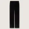 Pantalon évasé slim pour femme en velours de coton noir