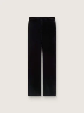 Pantalon évasé slim pour femme en velours de coton noir